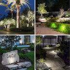 APONUO Solar Spot Lights Outdoor 4-in-1 Solar Landscape Lighting Dusk to Dawn Solar Uplights IP65 Waterproof 9.8ft Cable Outdoor Spot Lights for Yard Pathway Garden Tree Decoration (Cool White)