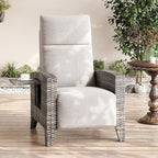 IDEALHOUSE Wicker Outdoor Recliner Reclining Patio Chairs with Adjustable Back & Footrest 150° Lay-Flat Reclining with Air Pump Rattan Flip-Up Side Table Outdoor Lounge Chairs for Pool Deck Balcony