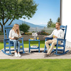 SERWALL Rocking Chairs Set of 4, HDPE Outdoor Rocking Chair, All-Weather Porch Rockers for Patio, Blue