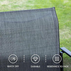 VICLLAX Patio Dining Set for 6, Outdoor Furniture Set Includes 47.2" Round Patio Table and 6 Patio Sling Chairs, Grey Tabletop and Grey Fabric
