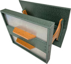 DutchCrafters Amish USA Made Poly Extra Large Fly Through Bird Feeder Post Mount for 4" x 4", Covered Bird Feeder Open Platform Seed Tray for Outdoor, Outside, Garden, Yard (Turf Green & Cedar)