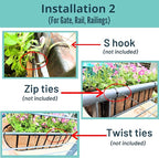 LaLaGreen Deck Railing Planter Boxes - 4 Pack, 36 Inch Long Window Flower Box Attach to House, Wall Planters for Outdoor Plants with Coco Liners English Horse Trough Fence Balcony Garden Porch Rail