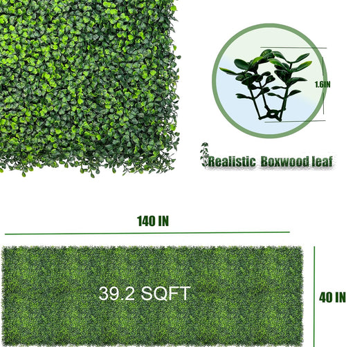 140"x 40" (39.2 sqft), artificial green ivy privacy shown in use