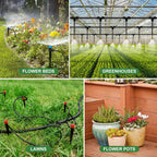 250FT Drip Irrigation System for Garden with 38pcs Adjustable Copper Nozzles & Emitters, Automatic Garden Watering System with 1/2" & 1/4" Tubing for Raised Bed, Yard, Greenhouse, Potted Plants, Lawn