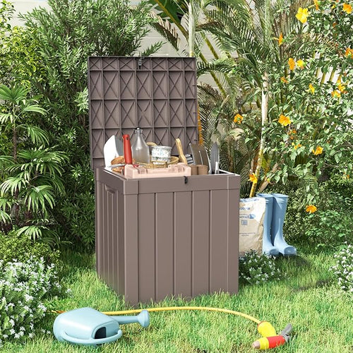 40 Gallon Resin Deck Box, Lockable Patio Outdoor Storage Box for Furniture, Garden Tools and Tools Storage, Waterproof Outside Storage Boxes - Grey