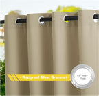 NICETOWN Canvas Outdoor Curtains for Patio Waterproof, Thermal Insulated Top and Bottom Grommet Durable Privacy Outdoor Vertical Drapes for Yard Party/Pergola, W55 x L95 Inch, 2 Panels, Taupe