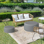 LVTXIII Outdoor/Indoor Inflatable Ottoman, 21"x21"x9" Patio Footrest Stool, Portable Round Pouf Ottoman for Patio Garden, Camping or Home Decoration, Grey Textured