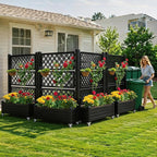 YITAHOME 3.6x1.5x5 FT Planter Box Trellis with Wheels, Large Outdoor Plastic Raised Garden Bed with Drain Plug for Climbing Plants, Black