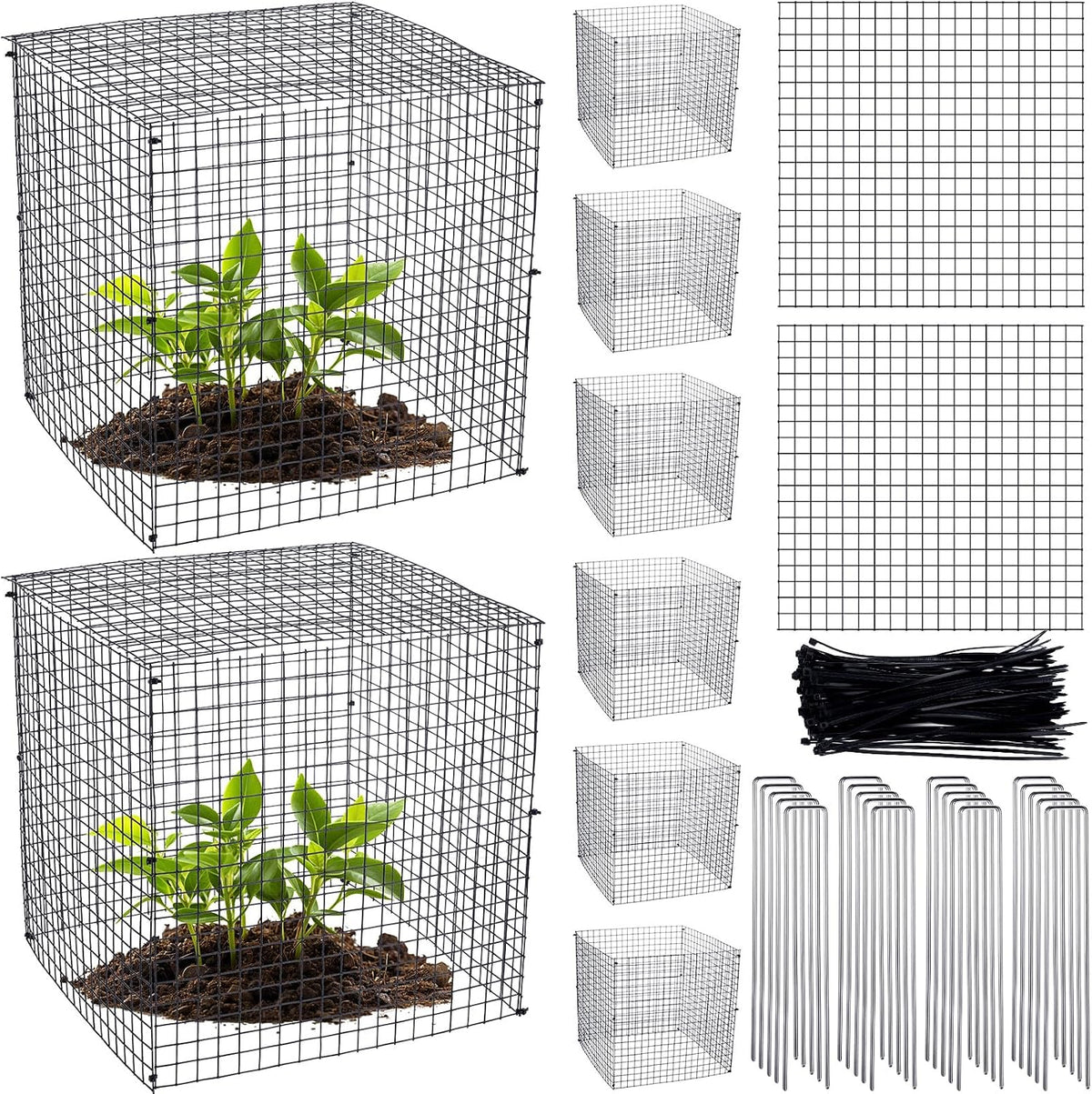 zubebe 8 pack small wire plant protectors square, main product view
