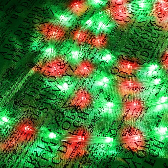 100ft LED Rope Lights Outdoor, 720 LED Connectable and Flexible Tube Lights with 8 Modes, Waterproof LED Rope Lighting for Garden Patio Pool Bedroom PartyIndoor Outdoor Christmas Decor (Red & Green)