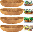 Coco Liners for Planters - 4 Pack 36 Inch Trough Coconut Liners for Planters, Window Box Coco Liners, 100% Natural Coconut Fiber Liners for Wall Hanging Basket, Window Box, Fence Baskets