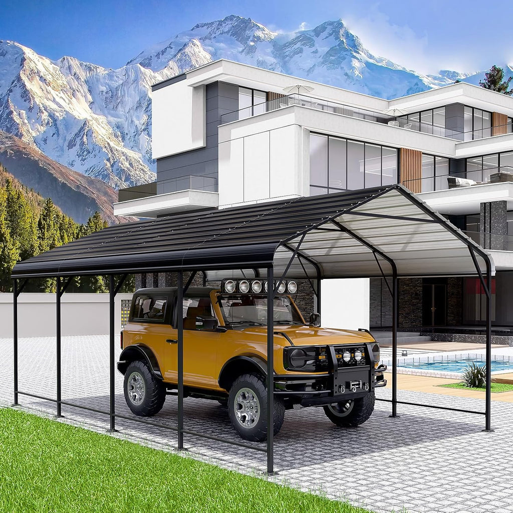 leveleve 12x20 ft heavy-duty metal carport, galvanized steel, main product view