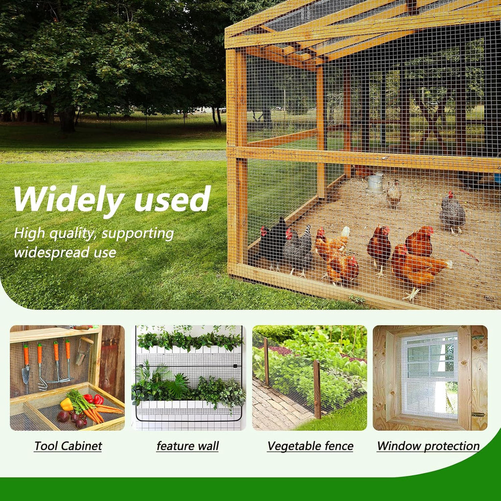 Hardware Cloth 1/2'' 48'' X 100' 19 Ga Chicken Wire Mesh Fence Double Layer | Welded Metal Wire Fence Mesh Roll for Gardens Plants Poultry Animals Cage Chicken Coop Accessories