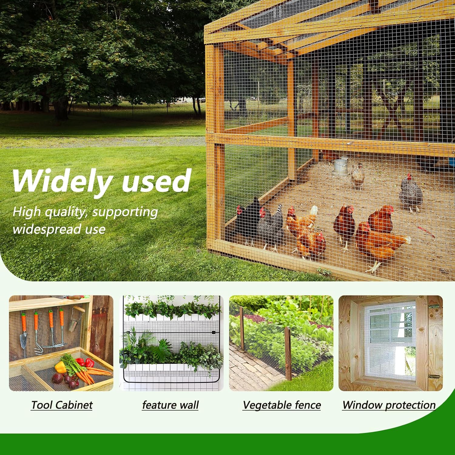Hardware Cloth 1/2'' 48'' X 100' 19 Ga Chicken Wire Mesh Fence Double Layer | Welded Metal Wire Fence Mesh Roll for Gardens Plants Poultry Animals Cage Chicken Coop Accessories