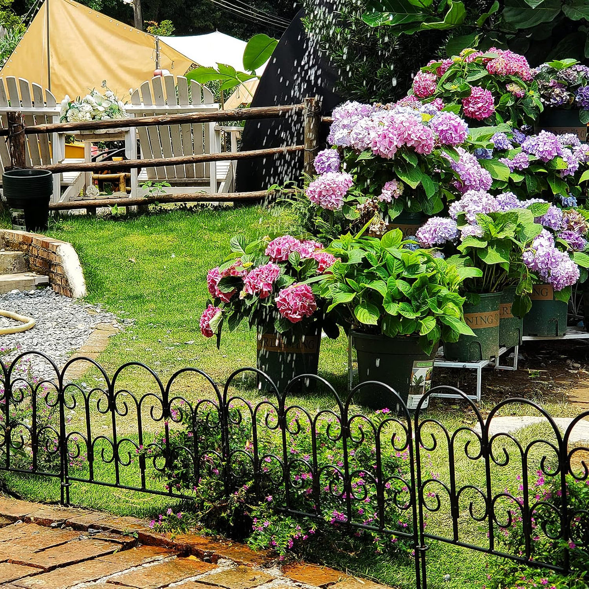 garden edging border decorative fences panel 18" w shown in use