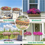 2pcs 24 Inch Window Deck with Coco Liner, 24" Window Boxes Horse Trough with Coconut Coir Liner, Metal Hanging Flower Planter Window Basket Deck Railing Planter Boxes for Outdoor Indoor Lawn