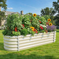YITAHOME 17" Tall 6 in 1 Large Raised Garden Bed Kit, 6.5x2x1.4ft Galvanized Metal Planter Box with Gloves & Safety Rubber, Outdoor Above Ground Planters for Plants Vegetables Flowers, Cream Yellow