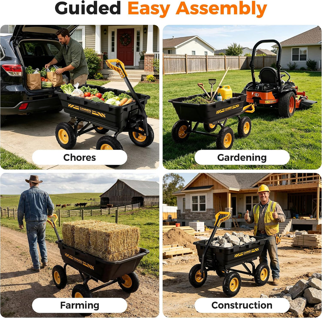 cammoo 13" no-flat tires 1400lb garden cart wheelbarrow, view 9