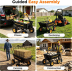cammoo 13" no-flat tires 1400lb garden cart wheelbarrow, view 9