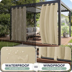 Patio Curtains Outdoor Waterproof 6 Panels - Windproof, Privacy, Weatherproof Outside Drapes for Gazebo Pergola Porch, Grommet Top and Tab Bottom, 54x95 Inch, Cream