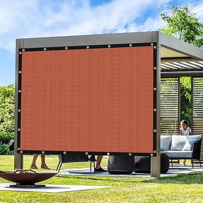 Artpuch 90% Sun Shade Cloth, 12 x 24 FT Pergola Shade Cover Canopy with Grommets, Sun Screen Fabric Tarp for Patio, Outdoor, Garden, Backyard, Rust Red