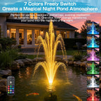 850GPH All-in-1 Pond Pump for Pond 100 to 750 Gallons | Built in U - V Light & Colorful LED, Submersible Fountain Pump for Koi Ponds, Waterfall & Water Features to Clean Green Water