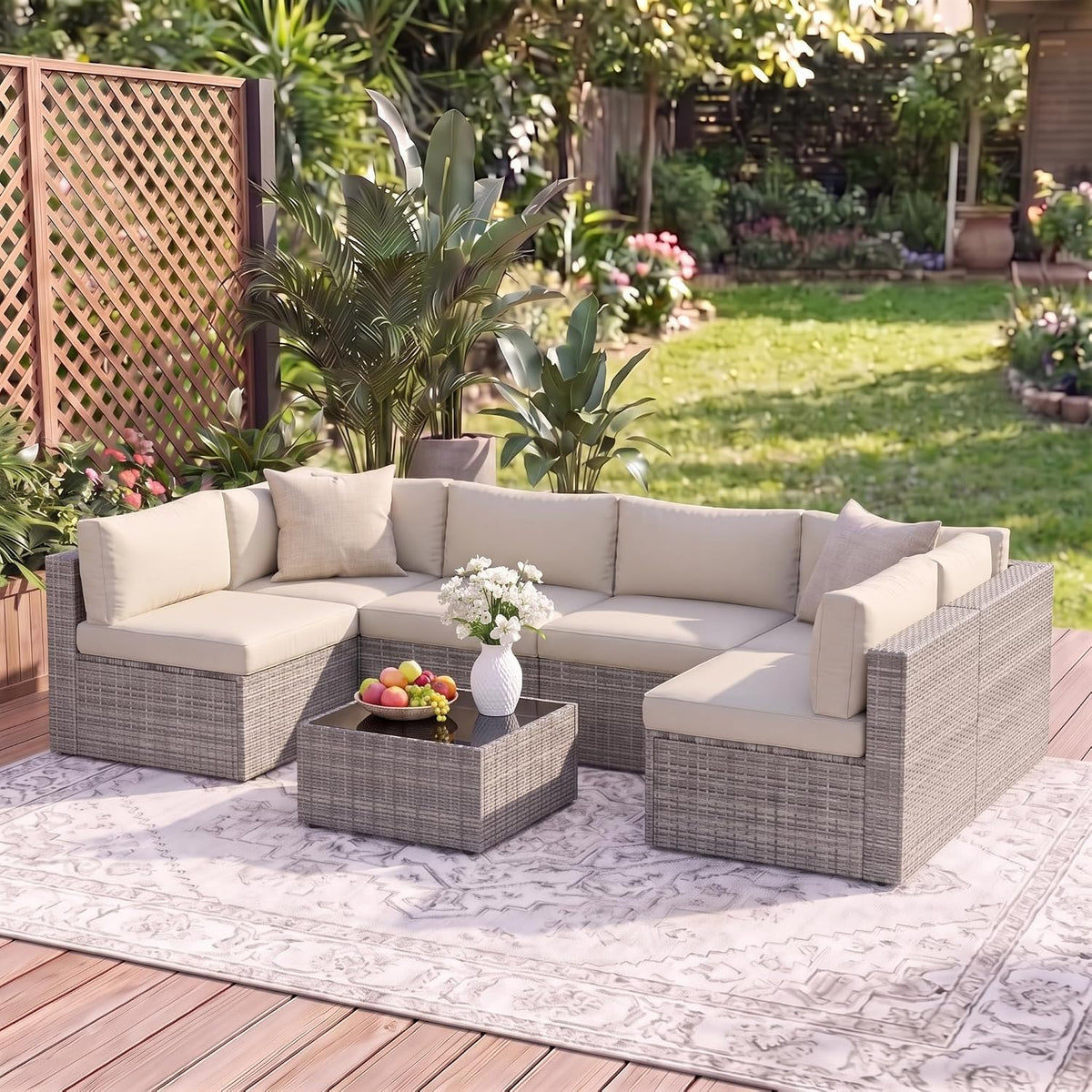 7 pieces outdoor patio furniture set - fit, main product view
