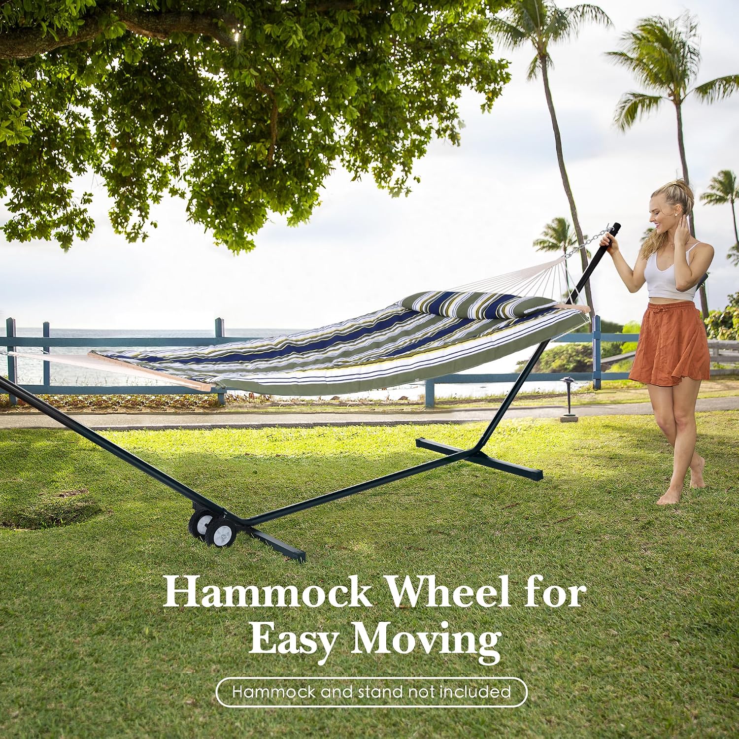 Hammock Wheel Kit for Hammock Stand, Weather Resistant Portable Universal Stand Wheel for Outdoor Use, Black