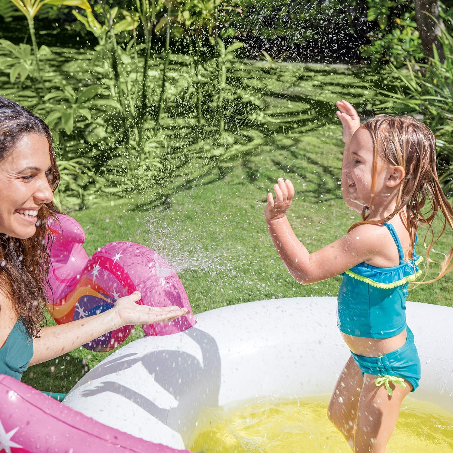 Intex Mystic Unicorn Spray Pool Inflatable Pool, White