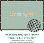 shade cloth, 14ft x 20ft 70% green outdoor, close-up detail