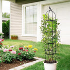 2-Pack 6FT Garden Obelisk Trellis for Climbing Plants,Adjustable 4-Tier Metal Plant Support,Rustproof Outdoor Plant Tower with 3 Decorative Tops for Roses,Tomatoes,Clematis & Vines,Black