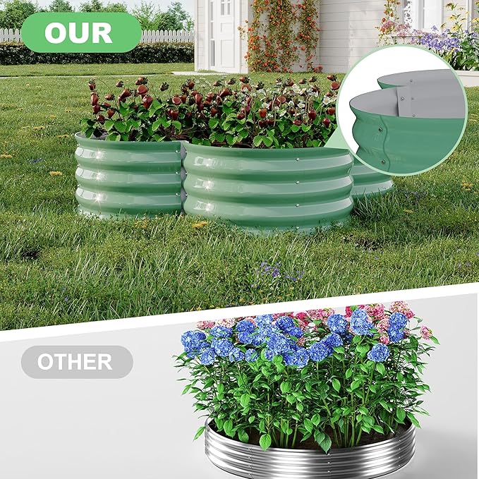 Garvee 2 Pack Galvanized Raised Garden Bed, Outdoor Planter Box with Open Base for Herbs, Veggies & Flowers. Rust-Resistant Raised Garden Beds, Ground-Connected Design for Deep Root Growth