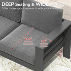 Solaste Outdoor Couch Aluminum Patio Furniture Sofa, 3-Seat All-Weather Metal Outdoor Patio Furniture with Cushions,Dark Grey
