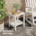 HDPE Rocking Chair Outdoor Set of 2 with Side Table - Poly High Back Porch Rocker Chairs for Adults - All Weather Resistant Furniture for Patio Front Porch - White