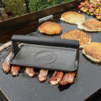 Blackstone 5553 Pre-Seasoned Cast Iron Griddle Press, 10" x 5.5", Black | Medium Heavy Duty, Heat Resistant Rubber Handle, Rectangle, For Meat, Burger, Bacon, Steak, Panini, Sandwich, Sausage