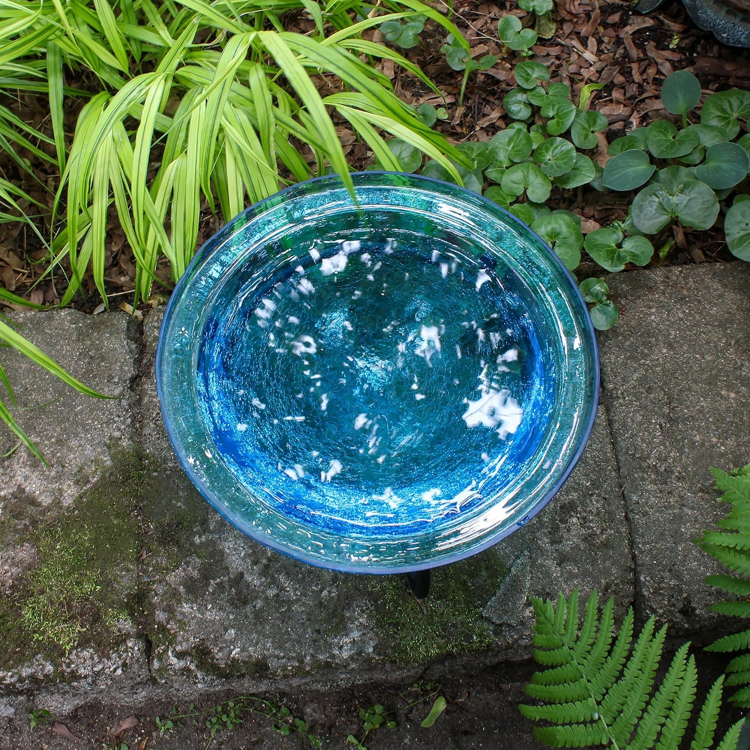 Achla Designs 12" Crackle Glass Bowl - Teal