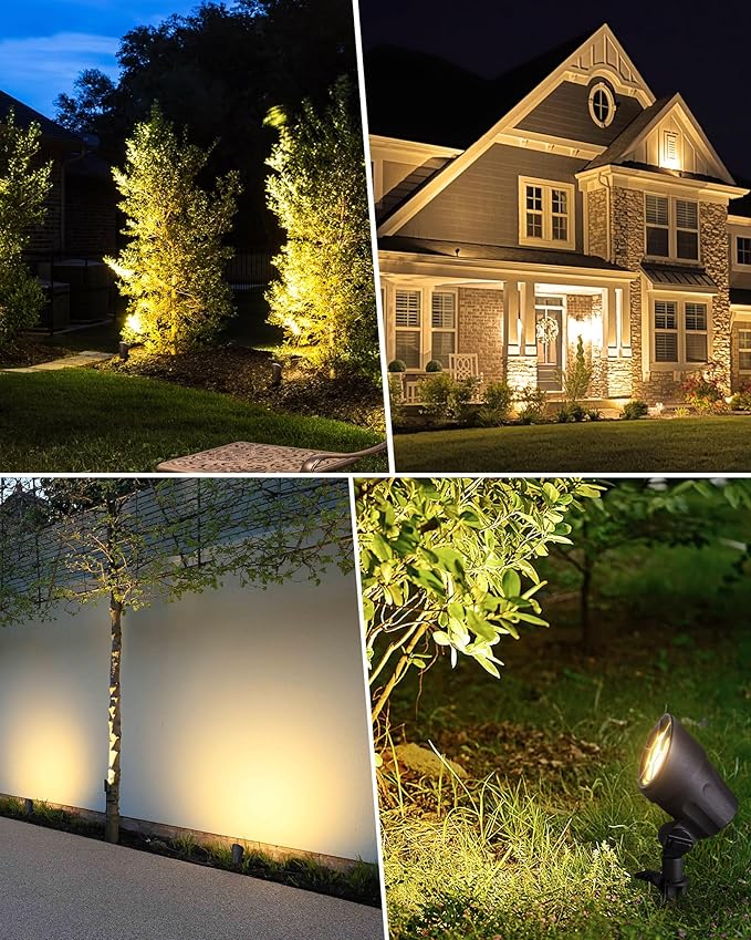 SUNVIE 6W Low Voltage Landscape Lights LED Low Voltage Lighting Warm White Landscaping Lights Waterproof Landscape Spotlights with Connectors Spot Lights Outdoor for Garden Tree Wall Yard, 12 Pack