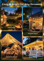 Brightown 202FT Solar String Lights Outdoor Waterproof, Patio Lights with Remote and 65+2 LED Shatterproof Bulbs, Dimmable & Timable, 3 Light Modes, Solar Lights Outdoor for Yard Camping Party Outside