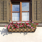 4pcs 30 Inch Window Deck with Coco Liner, 30" Window Boxes Horse Trough with Coconut Coir Liner, Metal Hanging Flower Planter Basket Deck Railing Planter Boxes for Outdoor Indoor Lawn
