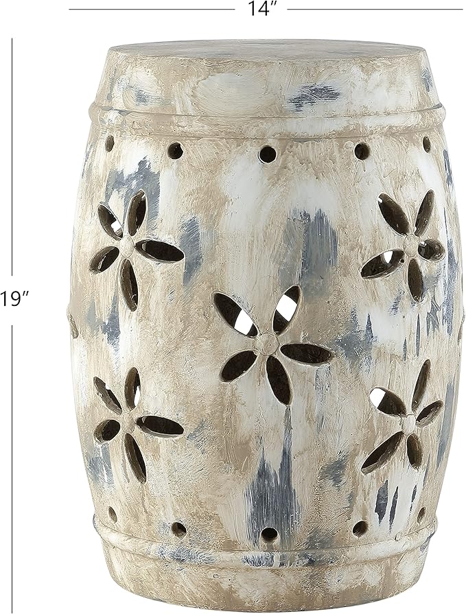 Safavieh Outdoor Collection Ilia Antiqued Cream Garden Stool