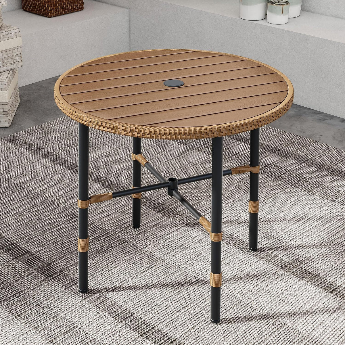 dwvo outdoor patio dining table round for 4 on a desk or shelf