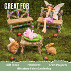 PRETMANNS Fairies for Fairy Garden Accessories Kit, 14 Piece Fairy Set | Fairy Garden Accessories Kit, Figurines & Garden Fairy Ornament, Furniture Included, Bunny, Squirrel & Ladybugs
