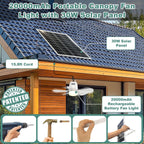 gliztech solar ceiling fan light,portable gazebo fan with shown in use