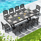 SERWALL Outdoor Dining Table, 84" Rectangular Dining Table for 6-10 Person, All Weather HDPE Outdoor Furniture for Backyard, Garden, Black