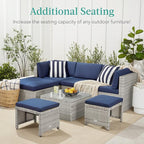 Best Choice Products Set of 2 Wicker Ottomans, Multipurpose Outdoor Furniture for Patio, Backyard, Additional Seating, Footrest, Side Table w/Removable Cushions, Steel Frame - Midnight Green/Brown