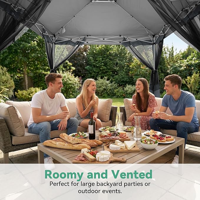 COBIZI 10x15 FT Pop up Gazebo on Clearance - Outdoor pop up Canopy Tent,carpas para Patio, Shelter - Screen Tents with Portable Carry Bag, Patio Gazebos for Camping,Garden,Deck,Backyard,Darkgrey