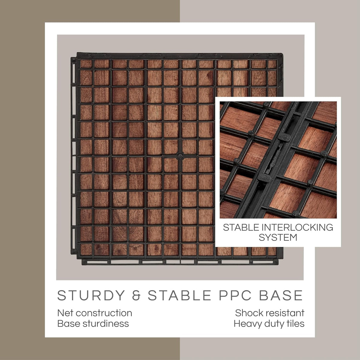 thyoi premium deck tiles, 10 pcs patio flooring, close-up detail