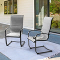 NUU GARDEN Patio Dining Chairs Set of 2, All Weather Outdoor Padded Textilene Patio Chairs, Breathable Spring Motion Textile High Back Outdoor Dining Chairs for Backyard, Lawn, Deck, Gray