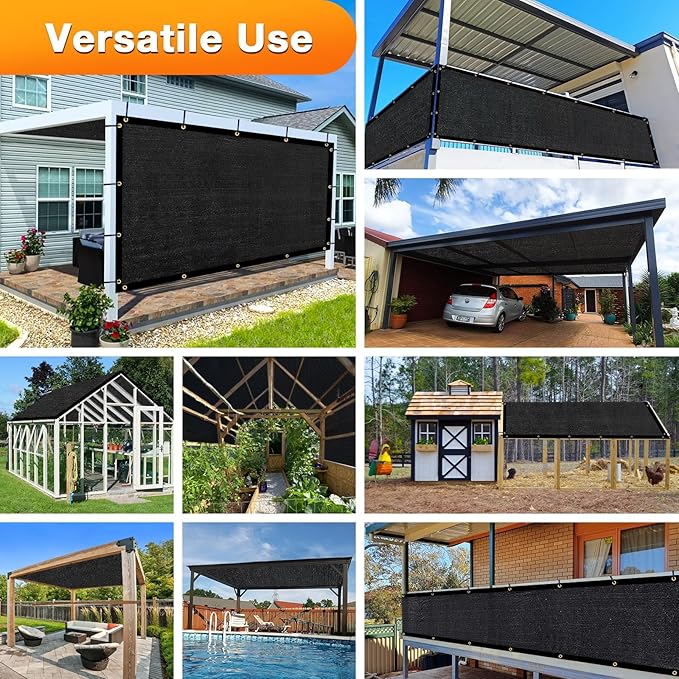 Artpuch Outdoor Pergola Shade Cover 13x20 FT Sun Shade Cloth with Grommets Black 90% UV Protection Canopy Patio Privacy Screen (Customized Available)