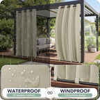 Gazebo Curtains Outdoor Waterproof 6 Panels - Windproof, Privacy, Weatherproof Outside Drapes for Patio Pergola Porch, Grommet Top and Tab Bottom Drape, 54x95 Inch, Taupe